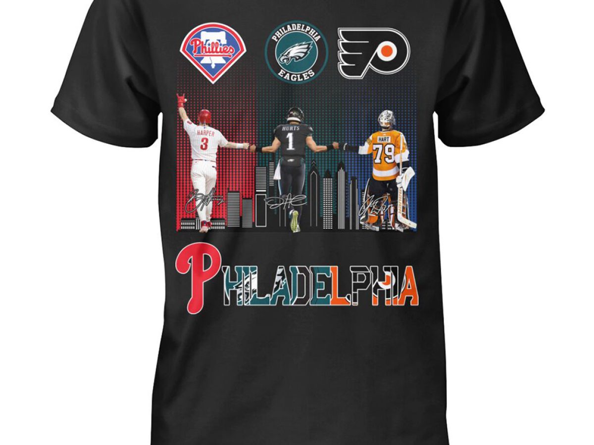 Philadelphia Phillies Harper Eagles Hurts And Flyers Hart City Champions  Signatures t-shirt - ColorfulTeesOutlet